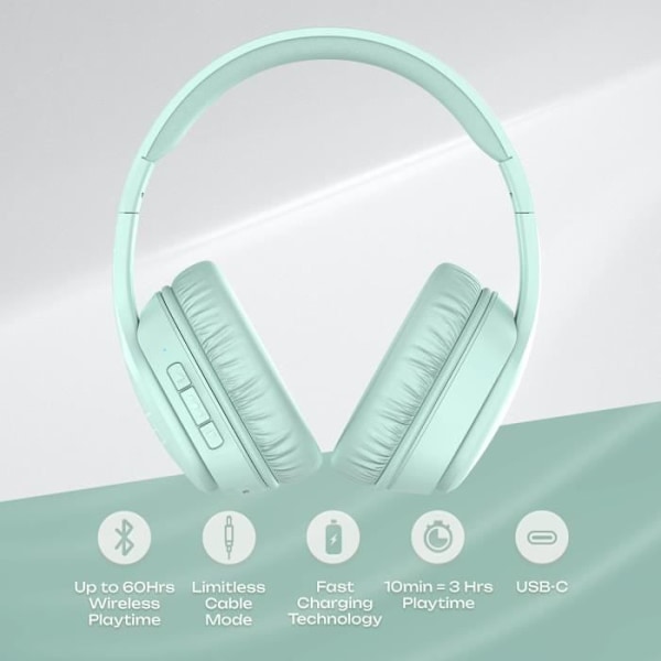 Bluetooth-hörlurar - PowerLocus - P7 - 60 timmar - Fällbar - Inbyggd mikrofon mynta