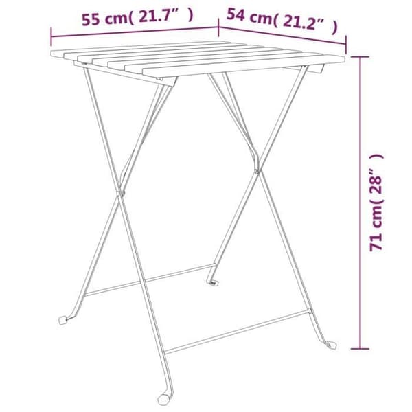 vidaXL Fällbord för bistro 55x54x71cm i solid teak och stål 319978