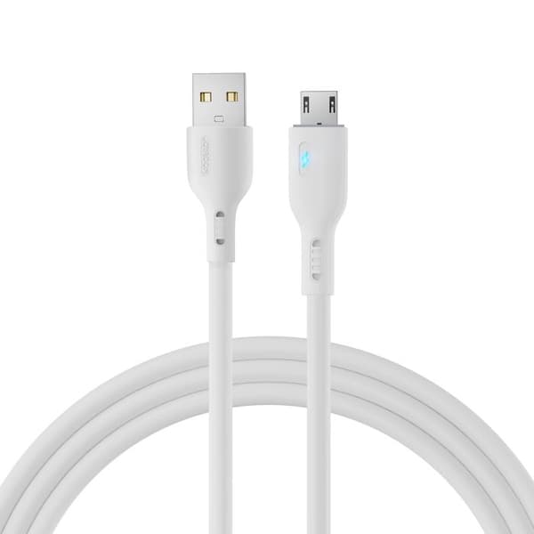 USB-kabel - micro USB 2,4 A 2 m vit med LED-indikator