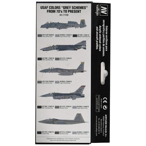 Acrylicos Vallejo ``USAF Grey Arrangements from 70`s to Present`` Model Air Ensemble - VJ71156