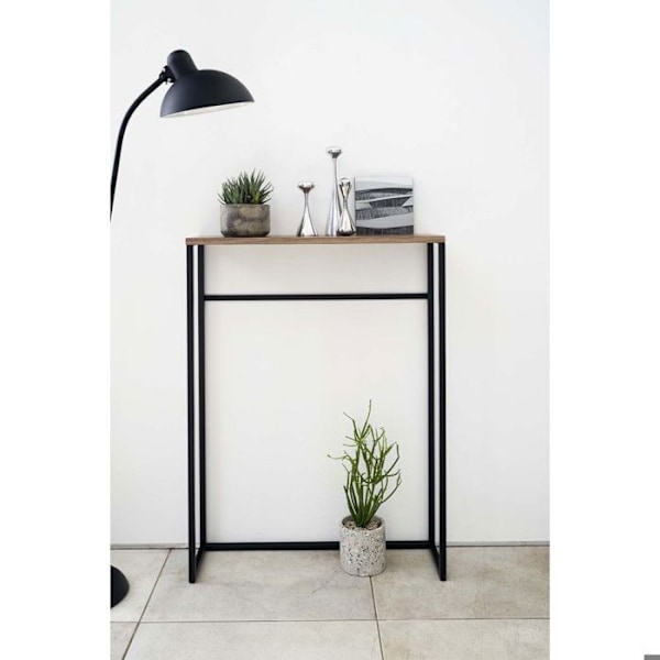 Entrékonsol i metall och trä - L60 cm - 60 cm X 18,5 cm X 80,5 cm - Calicosy Black