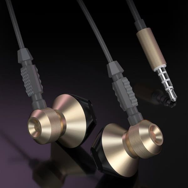 In-ear hörlurar med kabel i metall, mini-jack 3,5 mm, grå