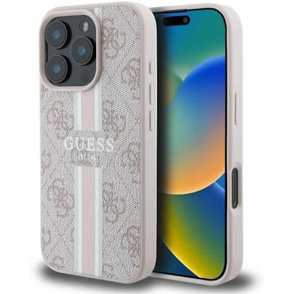Hård skal - Guess - GUHMP16XP4RPSP - iPhone 16 Pro Max - Rosa - Tryckta ränder Rosa