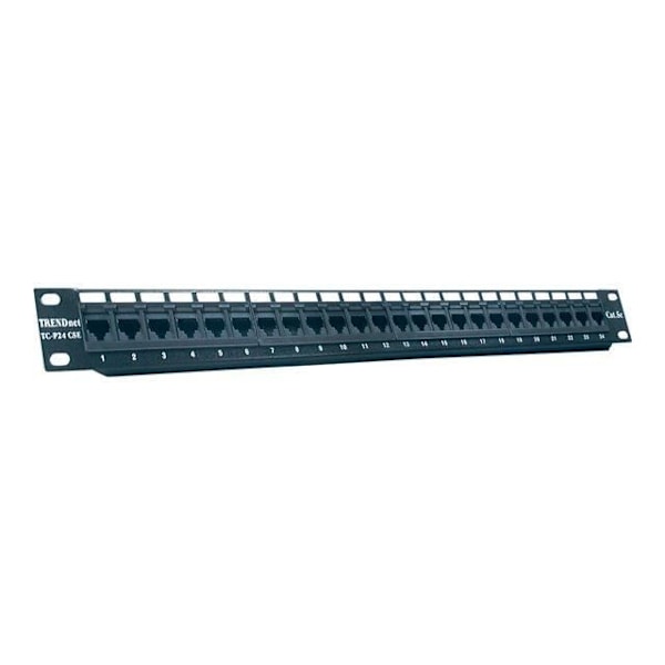 Patchpanel - TRENDNET - TC-P24C5E - 24 portar - RJ-45 och RJ-11 - 350 MHz certifierad Svart