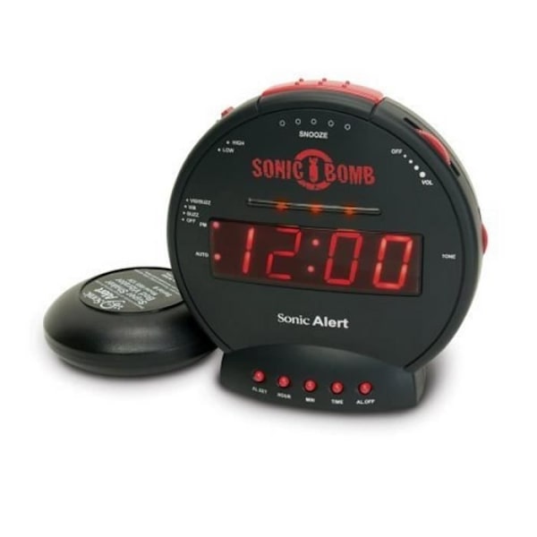 Väckarklocka - Sonic Alert - SBB500 - 85dB larm - SNOOZE - Vibrator under kudden Svart