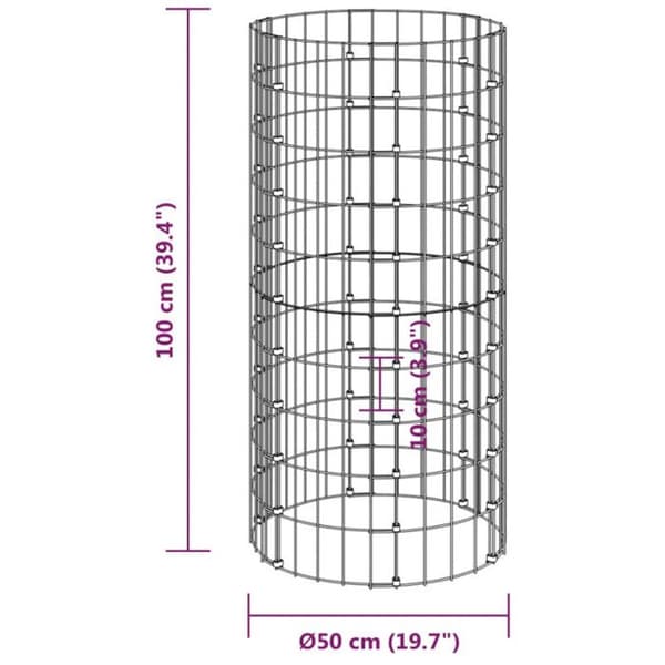 vidaXL Kompostbehållare för trädgård Ø50x100 cm Galvaniserat stål 3115942