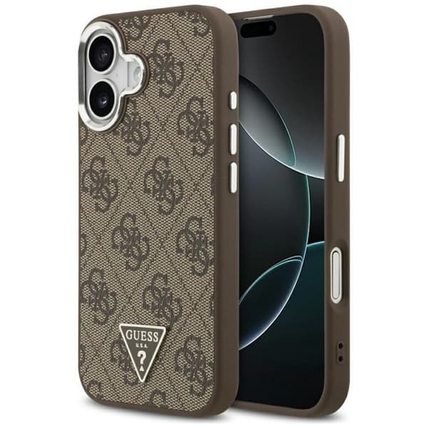 Coque Guess Hardcase 4G Triangle Logo MagSafe för iPhone 17 - Brun Brun