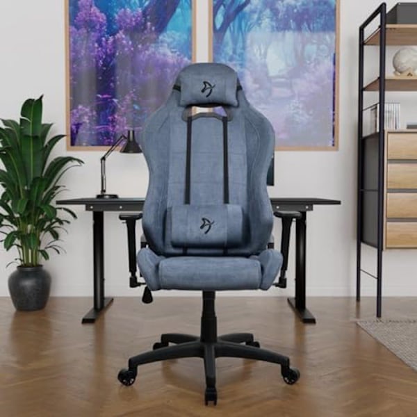 Arozzi Torretta Premium SoftFabric™ Ergonomisk Kontors- eller Spelstol, avancerad sitsmekanism, 3D-armstöd, hög ryggstöd Blå