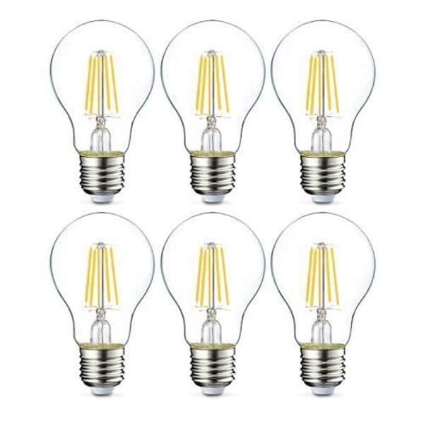 Amazon Basics Set med 6 E27 LED-lampor 4,3 W (motsvarar 40 W) Transparent filament Ej dimbar