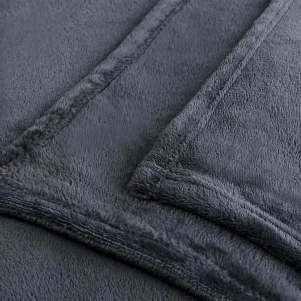 Täckning - Mikrofiberfilt - 220x240 cm - Grafit - 100% Polyester Grafit