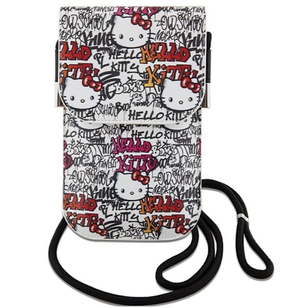 Axelväska i läder med Hello Kitty graffiti snöre (beige) beige