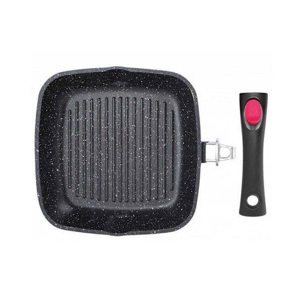 Stekpanna - KINGHOFF - KH-1510 - 24 cm - Granitnon-stick - Avtagbart handtag Svart