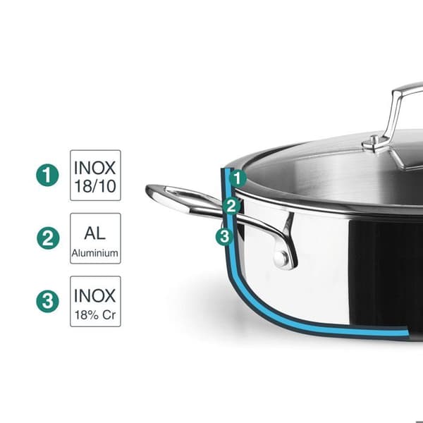 Casseroleform rund Lacor Trichef silver-