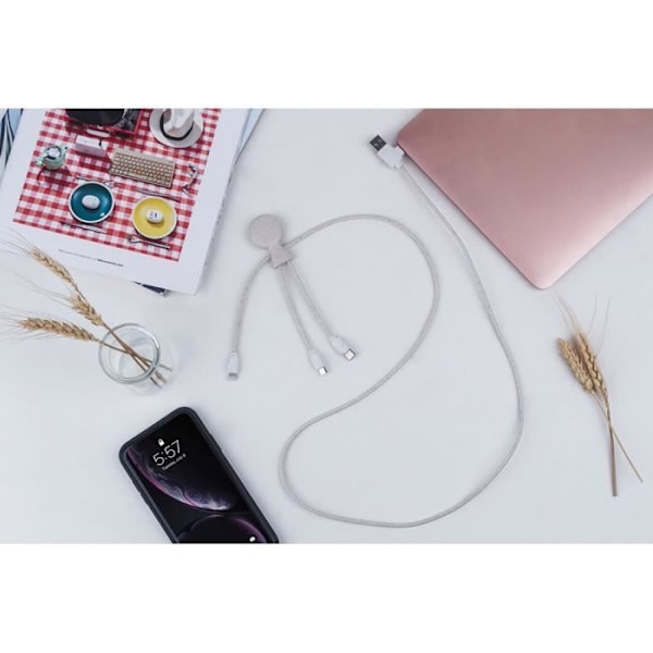 Mr BIO USB A+C/micro USB & USB C & Lightning kabel 1m Vit Xoopar
