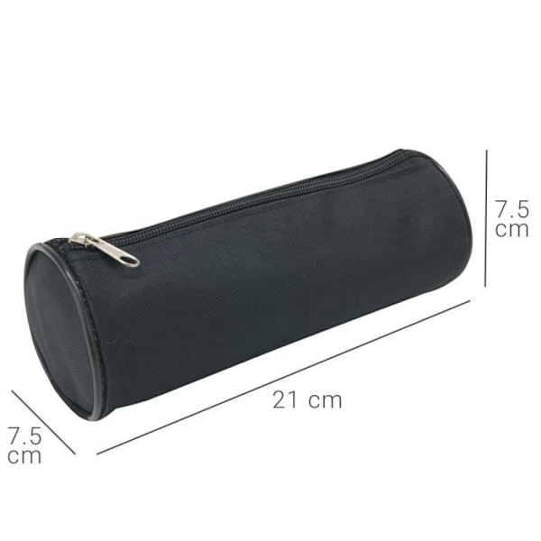 Vanligt runt pennfodral WAYTEX 931280 - 21cm Diameter 7,5cm Textil Vanligt svart Svart