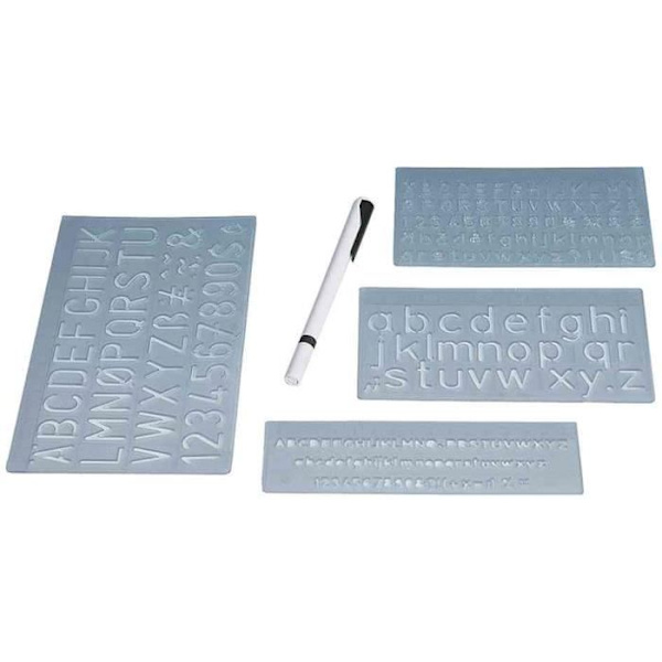 Kit spårbokstäver - WEDO - Höjd 5 mm - Transparent - 4 delar - Plastetikett Transparent