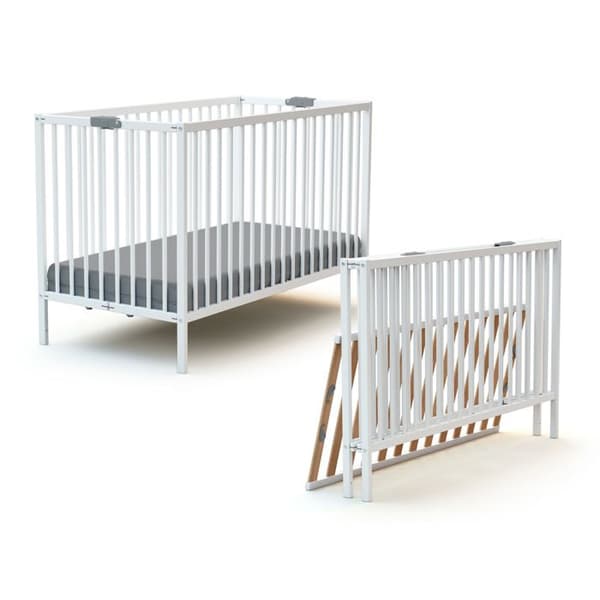Fällbar spjälsäng - 60 x 120 cm - WEBABY - FLEX - Vit VIT