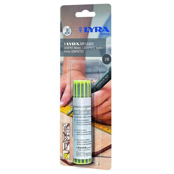 Fodral med 12 LYRA DRY graphite 2B ledningar Grafit