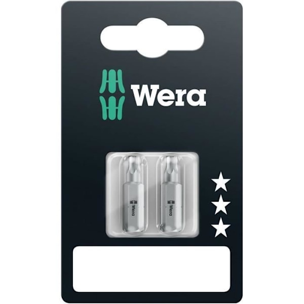 Torx-bit - WERA - T 15 - Legerat stål - Extra hård - 2 bitar