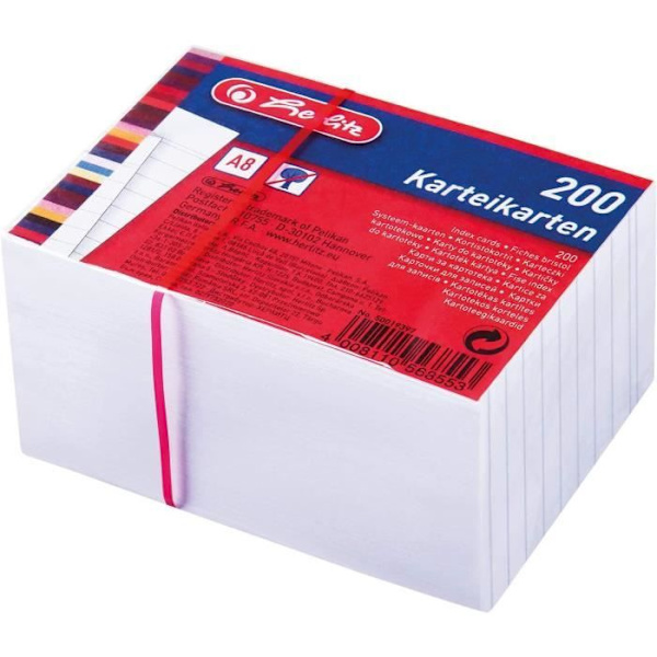 Fickor Bristol - herlitz - A8 - 170g - Linjerad - Paket med 200 stycken
