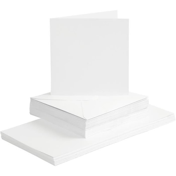Creotime-kort och kuvert 15 x 15 cm 50 set vita