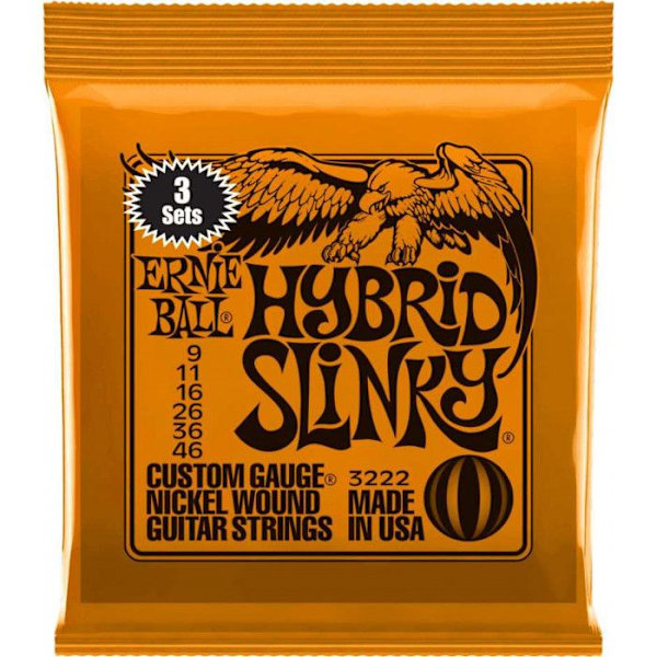Gitarrsträngar - Ernie Ball - 3222 - Hybrid Slinky - 3 set - 9-46