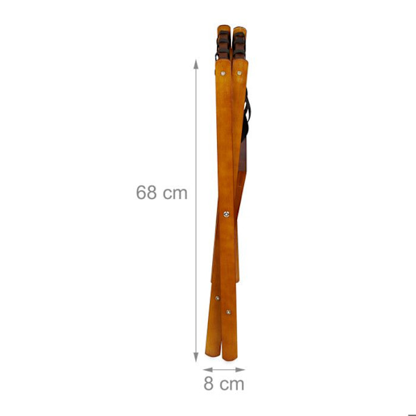 Relaxdays Fällbart bagagebord, trä, H x B x D: 54,5 x 66 x 44,5 cm, 2 hyllor, hotellbagagehållare, natur brun, svart
