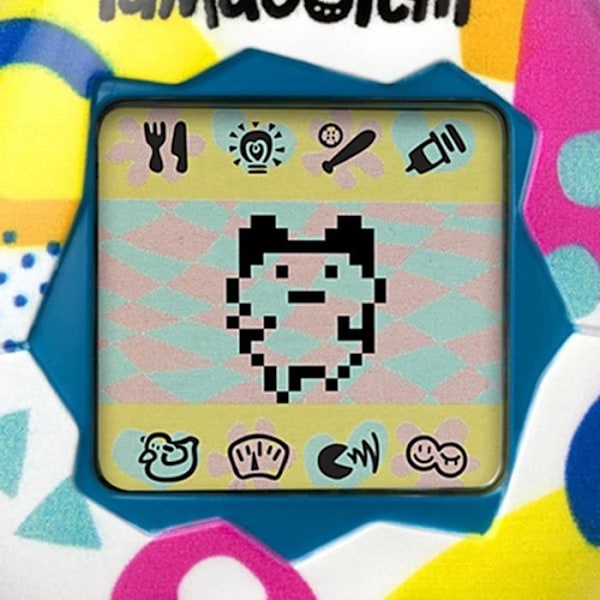 Tamagotchi - BANDAI - Original Tamagotchi - Memphis Style - virtuellt elektroniskt husdjur med färgskärm, 3 knappar och spel Flerfärgad