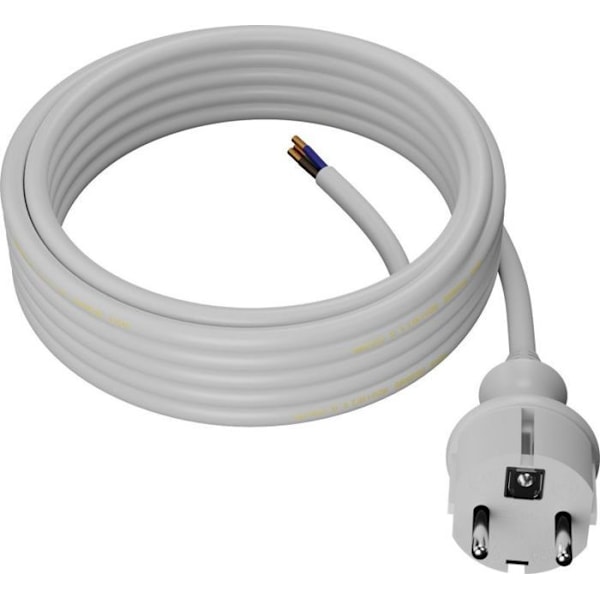 Elledningar - trådar - ledare Awtools - AW24850 - KABEL MED KONTAKT 5m 3x1.0 VIT H05VV-F