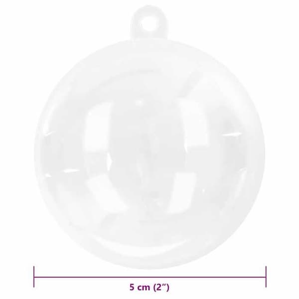 vidaXL Julkulor Set 50 st Transparent Ø 5 cm Plast 42018885