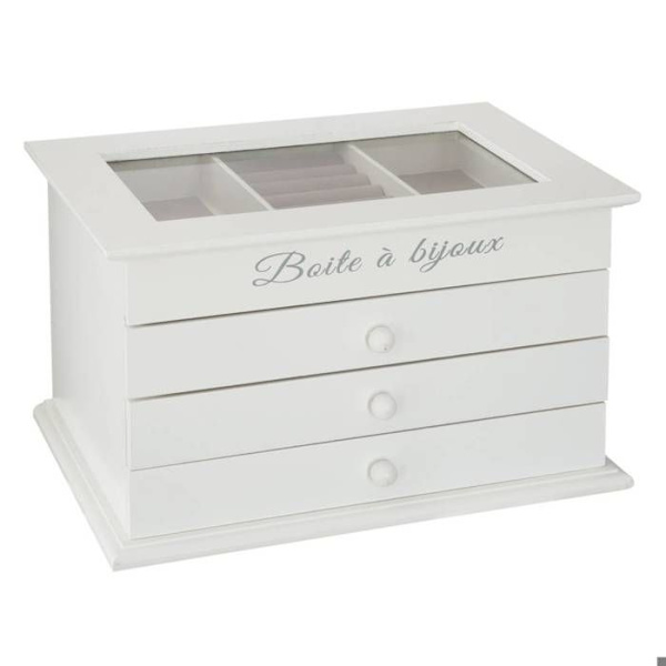Smyckeslåda - Atmosphera - 3 lådor - MDF - 25x17 cm - Vit Vit