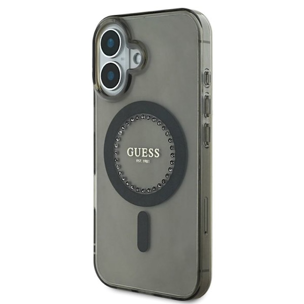 Coque Guess IML Strass MagSafe för iPhone 16 (Svart)