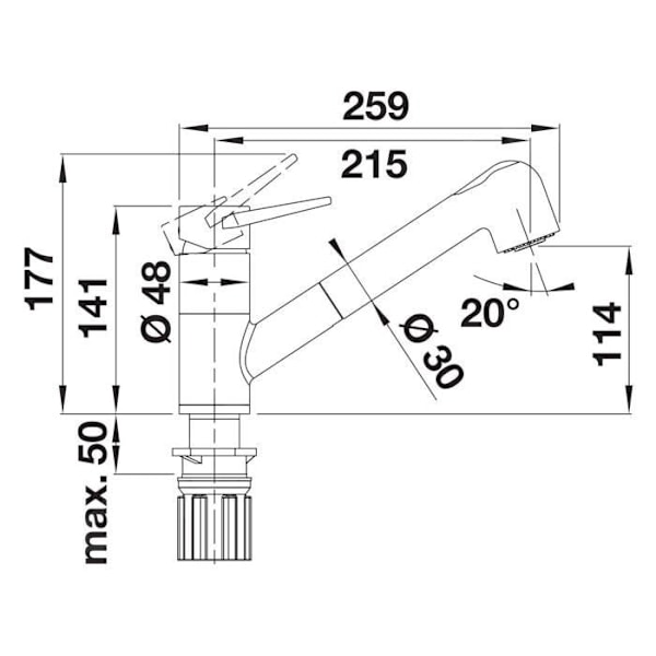 BLANCO WEGA S - DISKBLANDARE MED UTTAGBAR SPRAY, SVART - C