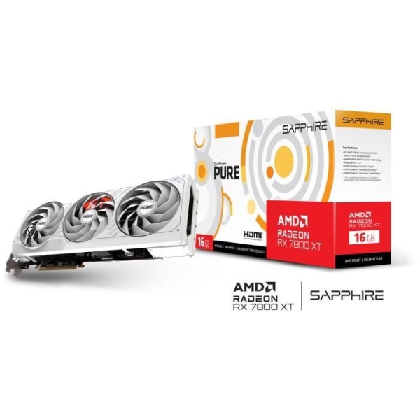 SAPPHIRE - Grafikkort - PURE AMD RADEON™ RX 7800 XT GAMING OC 16GB - GDDR6 - DUBBLA HDMI / DUBBLA DP