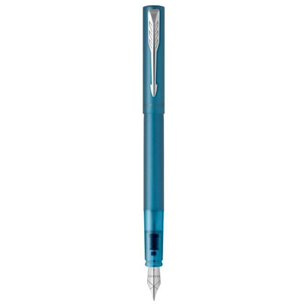 PARKER VECTOR XL reservoarpenna, metallic turkos lack på mässing, medium spets, blå bläck refill, presentförpackning Turkos