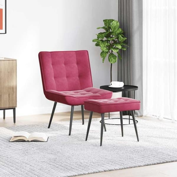 Avslappningsstol med fotpall Bordeaux Sammet