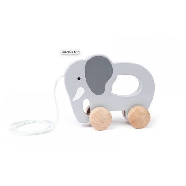 HAPE Elephant Pull Toy i trä - E0908 - Grå - 12 månader - Blandat - Inomhus Flerfärgad
