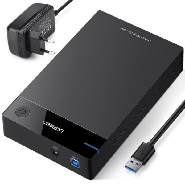 UGREEN USB 3.0 extern hårddiskhölje 3,5" SATA HDD SSD 10TB Max, 5Gbps höghastighet, UASP-kompatibel