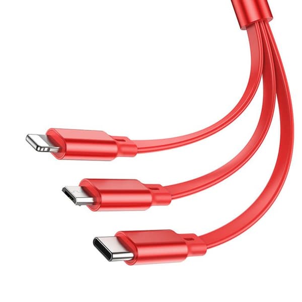 Laddkabel - HOCO - Dubbeldrag (X75) - 3-i-1 Typ-C/Lightning/Micro-USB - 2A - 1 m Svart