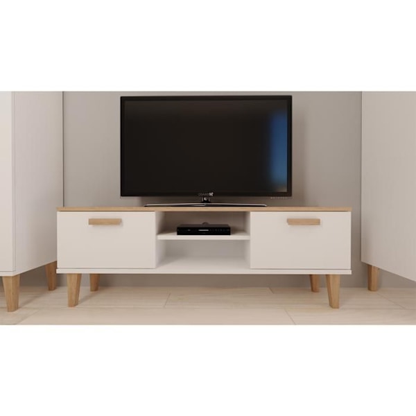 Kocot Kids TV-bänk Denver 120 vit - hickory - 5903282060579 Vit