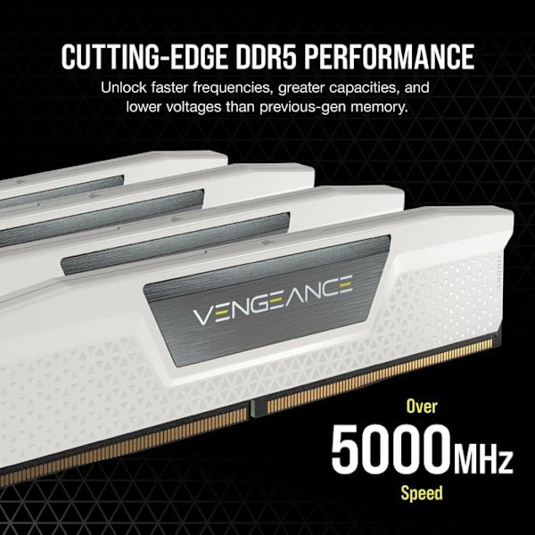 Corsair Vengeance DDR5 64 GB (2 x 32 GB) 5200 MHz CL40 - Vit - Dual Channel Kit 2 DDR5 PC5-41600 RAM - CMK64GX5M2B520