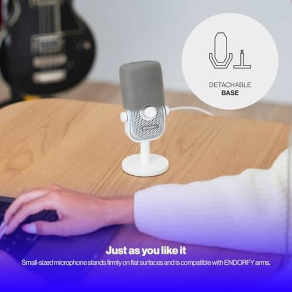 Spel Mikrofon - ENDORFY - Solum Voice S Onyx Vit - Kardiode - RGB Belysning - USB-C Vit.