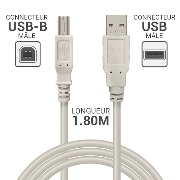 USB-kabel för skrivare - Okänt märke - 1.8m - USB 2.0 - Svart