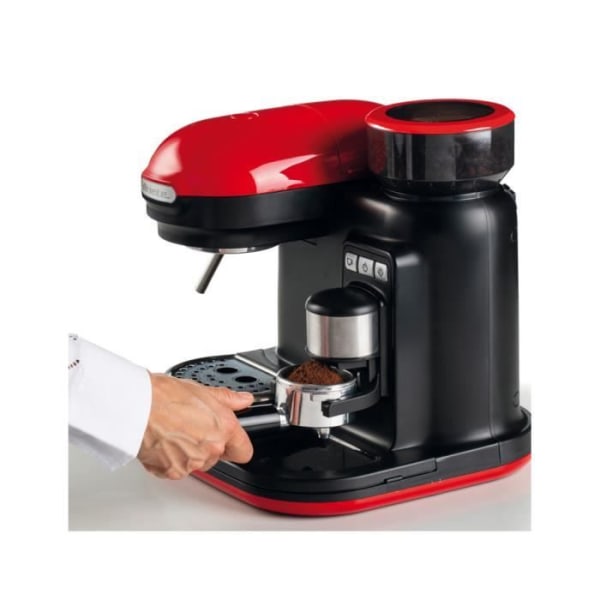 Moderna espressomaskin - ARIETE - Röd och svart - 15 barer - Malet kaffe - 800 ml