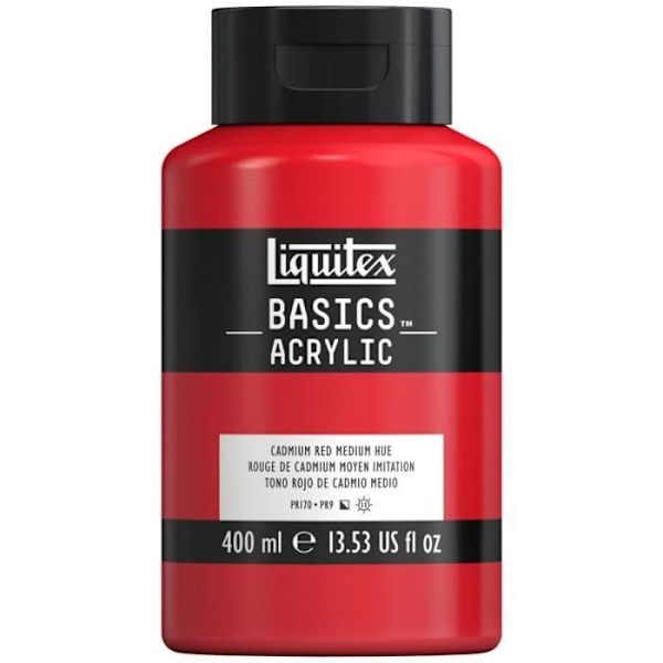 Akrylfärg - LIQUITEX - Basics - 400ml - Cadmiumröd Medium - Satiné Mellan kadmiumröd