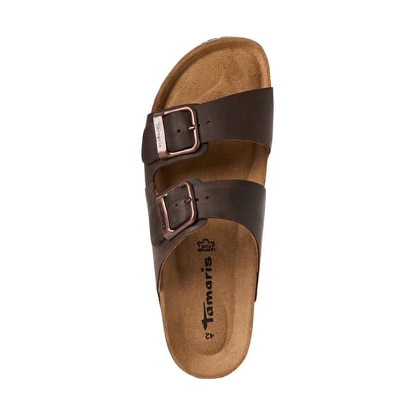 Mules Platta Läder Tamaris - Brun Pull Up Marron Pull Up 42
