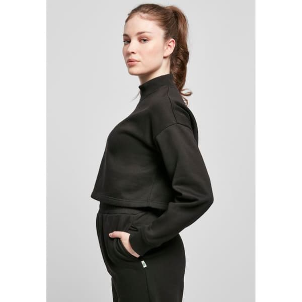 Sweatshirt dam Urban Classics cropped oversized hög hals crew svart S