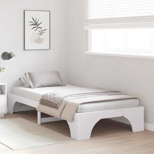 vidaXL Sängram Vit 90 x 200 cm Massivt furu 872963