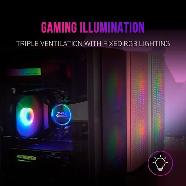 PC-chassi Micro ATX - Mars Gaming - MC300 Vit - Härdat Glas - 3 FRGB Fläktar - Total-Mesh