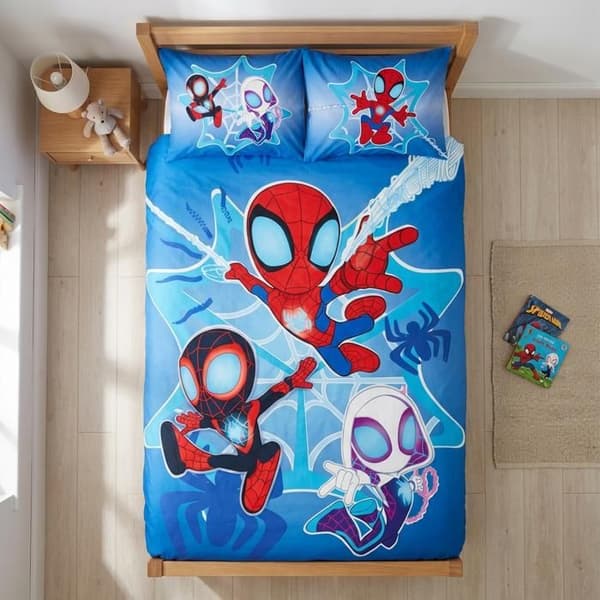 Sängset - Spidey & Friends (Spiderman, Ghost-Spider, Spin) - Marvel - 100x140 cm - 100% bomull - fosforescerande